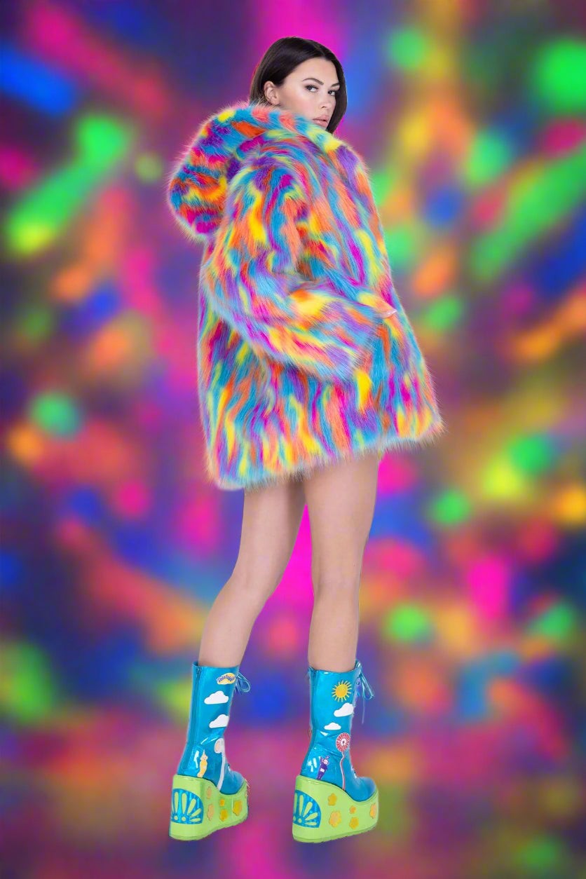 Thigh-High Hooded Fur Coat