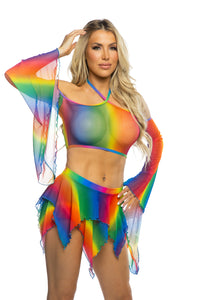 JR214 - Rainbow Mesh Flow Skirt