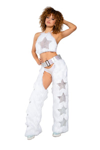 JR230 - Light-Up Faux Fur/Glitter Vinyl Star Chaps