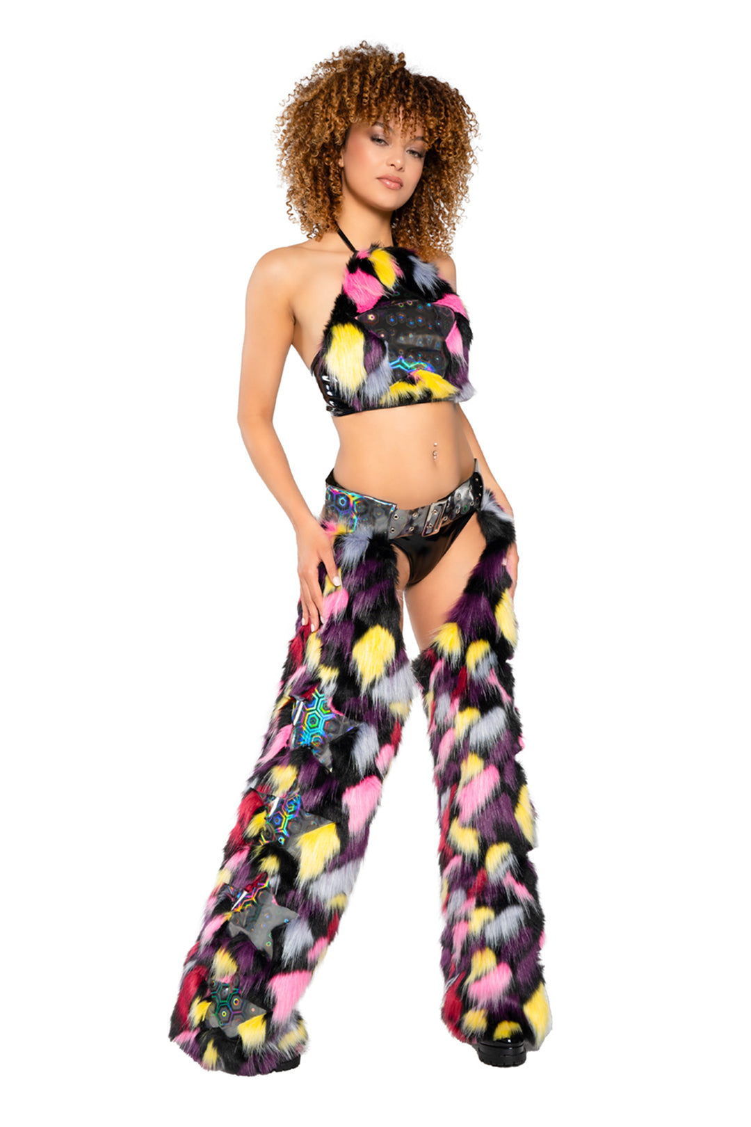 JR227 - Faux Fur/Vinyl Star Chaps