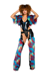 JR221 - Holo PVC/Faux Fur Chaps